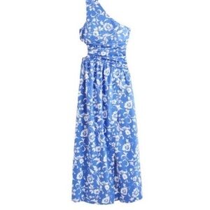 Abercrombie & Fitch One-Shoulder Blue Floral Maxi Dress